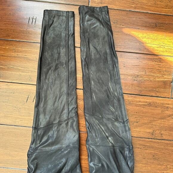 Spanx Faux Leather Moto Legging Black Women's LARGE Ankle Length - Picture 5 of 11